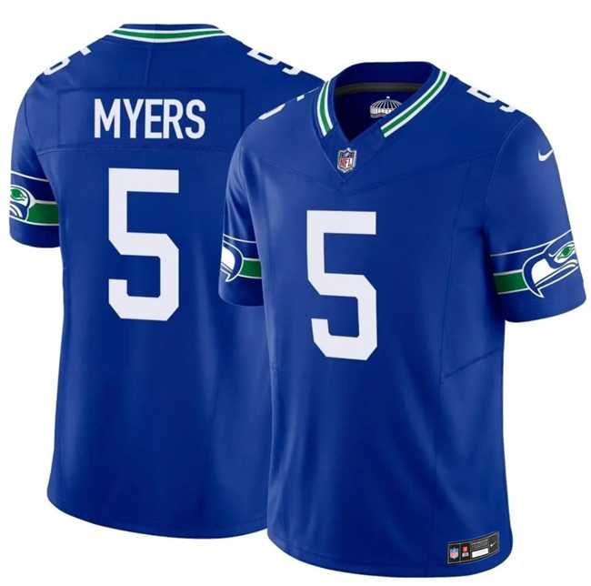 Men%27s Seattle Seahawks #5 Jason Myers Royal 2025 F.U.S.E Throwback Vapor Limited Stitched Jersey Dzhi