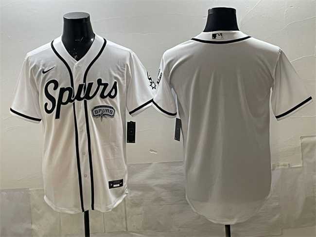 Men%27s San Antonio Spurs Blank White Stitched Baseball Jersey