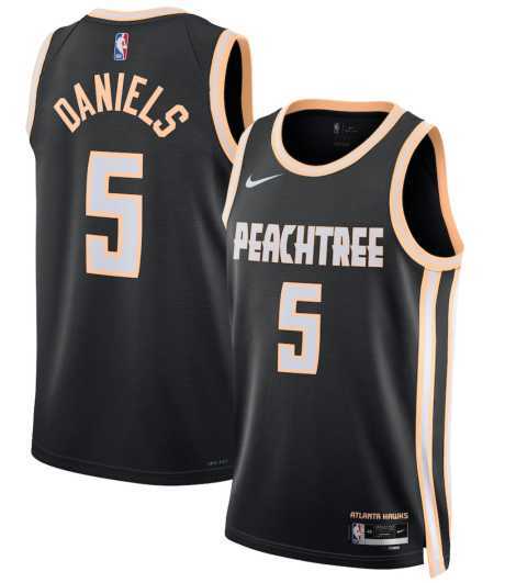 Men%27s Atlanta Hawks #5 Dyson Daniels Black 2025-26 City Edition Swingman Stitched Jersey Dzhi
