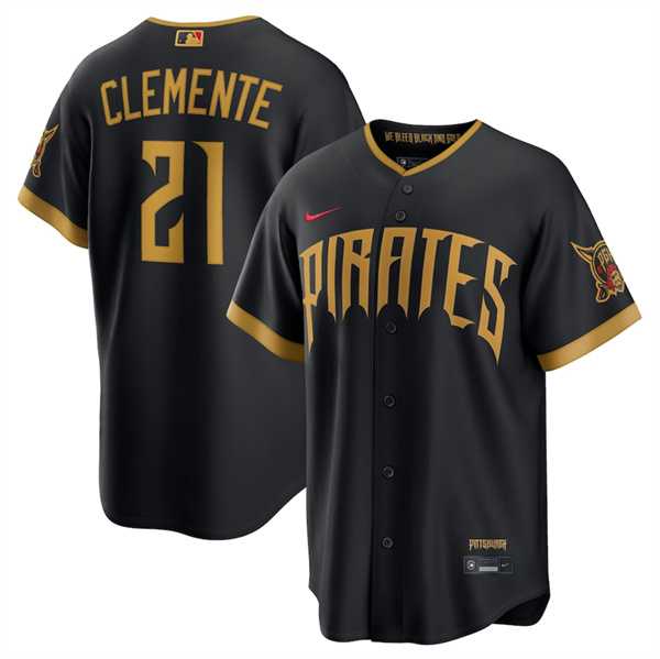 Men%27s Pittsburgh Pirates #21 Roberto Clemente Black 2026 City Connect Stadium Stitched Stitched Jersey Dzhi