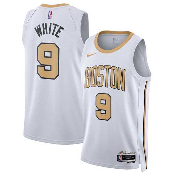 Men%27s Boston Celtics #9 Derrick White White 2025-26 City Edition Swingman Stitched Jersey Dzhi
