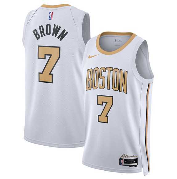 Men%27s Boston Celtics #7 Jaylen Brown White 2025-26 City Edition Swingman Stitched Jersey Dzhi