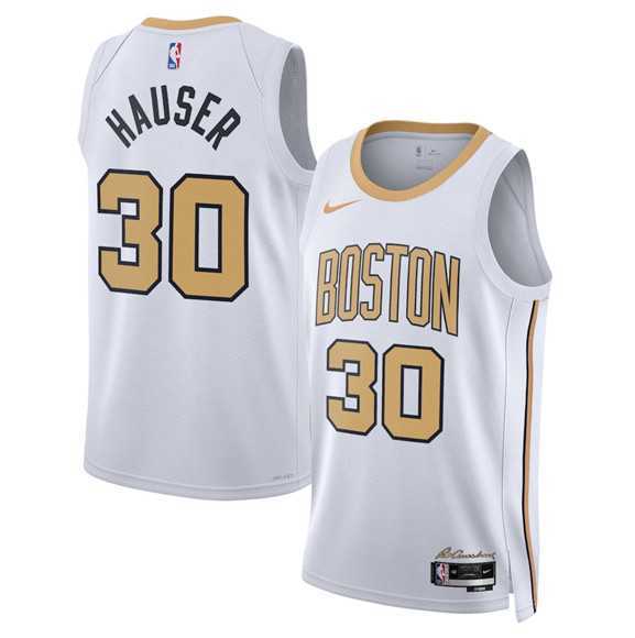 Men%27s Boston Celtics #30 Sam Hauser White 2025-26 City Edition Swingman Stitched Jersey Dzhi