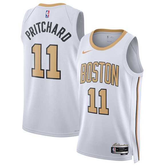 Men%27s Boston Celtics #11 Payton Pritchard White 2025-26 City Edition Swingman Stitched Jersey Dzhi