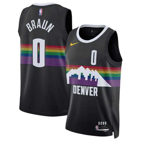 Men%27s Denver Nuggets #0 Christian Braun Black 2025-26 City Edition Stitched Jersey Dzhi