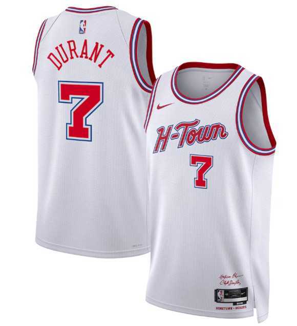 Men%27s Houston Rockets #7 Kevin Durant White 2025-26 City Edition Stitched Jersey Dzhi
