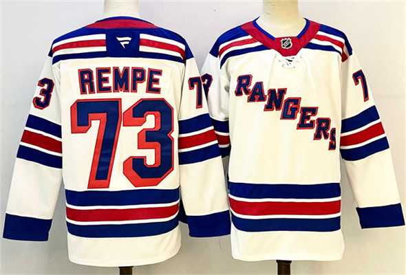 Men%27s New York Rangers #73 Matt Rempe White 2024-25 Away Stitched Hockey Jersey
