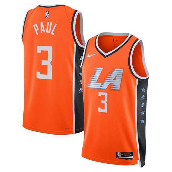 Men%27s Los Angeles Clippers #3 Chris Paul Orange 2025-26 City Edition Swingman Stitched Jersey Dzhi