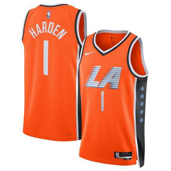Men%27s Los Angeles Clippers #1 James Harden Orange 2025-26 City Edition Swingman Stitched Jersey Dzhi