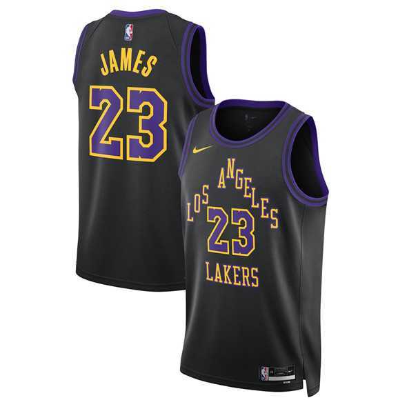 Men%27s Los Angeles Lakers #23 LeBron James Black 2025-26 City Edition Stitched Jersey Dzhi