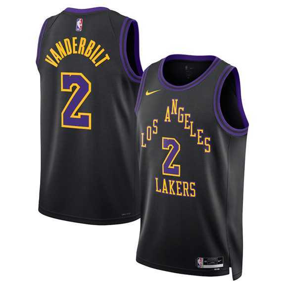 Men%27s Los Angeles Lakers #2 Jarred Vanderbilt Black 2025-26 City Edition Stitched Jersey Dzhi