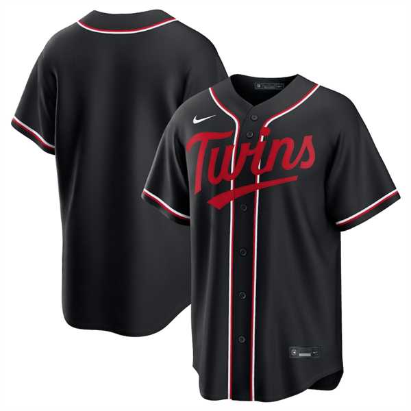 Men%27s Minnesota Twins Blank Black Out Stitched Jersey Dzhi