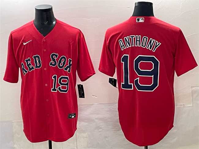 Men%27s Boston Red Sox #19 Roman Anthony Red Cool Base Stitched Jersey