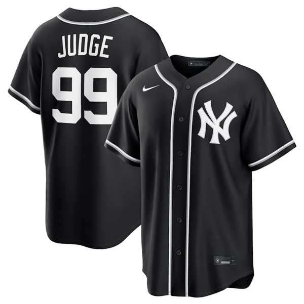 Men%27s New York Yankees #99 Aaron Judge Black Out Stitched Jersey Dzhi