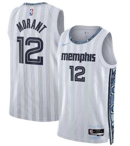 Men%27s Memphis Grizzlies #12 Ja Morant Gray 2025-26 City Edition Swingman Stitched Jersey Dzhi