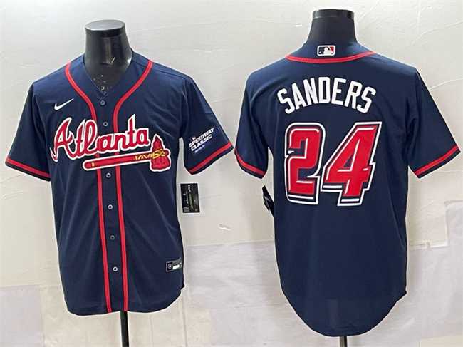 Men%27s Atlanta Braves #24 Deion Sanders Navy 2025 Speedway Classic Alternate Stitched Jersey
