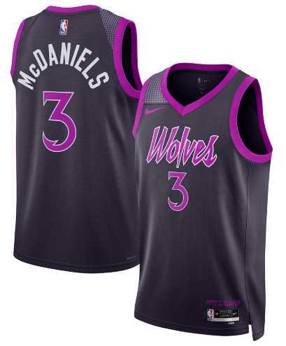 Men%27s Minnesota Timberwolves #3 Jaden McDaniels Purple 2025-26 City Edition Stitched Jersey Dzhi