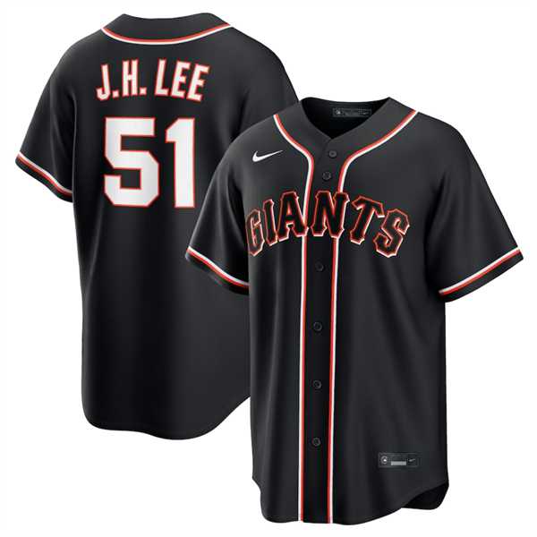 Men%27s San Francisco Giants #51 Jung Hoo Lee Black Out Stitched Jersey Dzhi