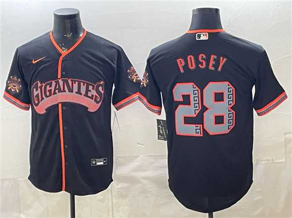 Men%27s San Francisco Giants #28 Buster Posey Black 2026 Alternate Stadium Stitched Jersey Dzhi