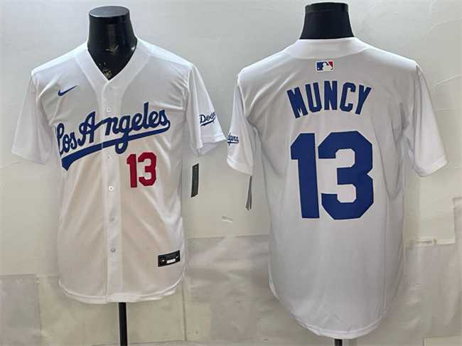 Men%27s Los Angeles Dodgers #13 Max Muncy White Alternate Stadium Stitched Jersey