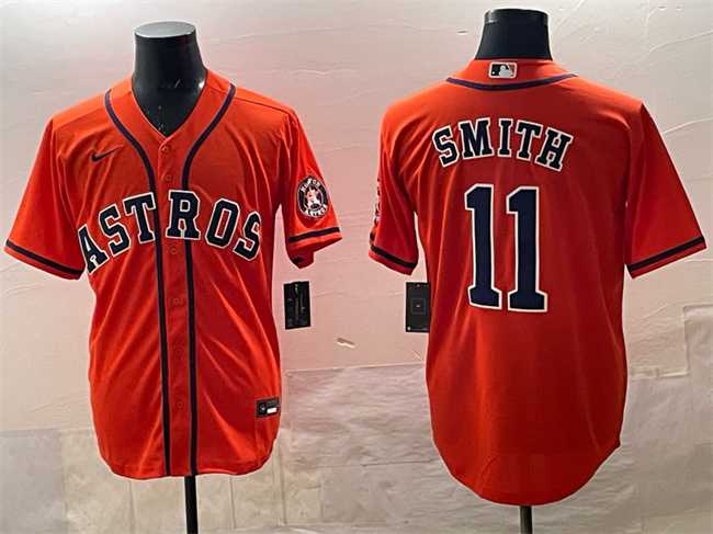 Men%27s Houston Astros #11 Cam Smith Orange Cool Base Stitched Jersey