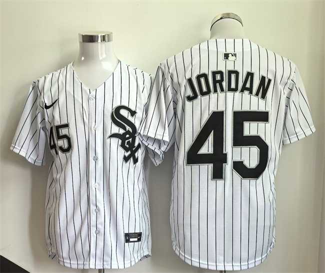 Men%27s Chicago White Sox #45 Michael Jordan White Limited Stitched Jersey
