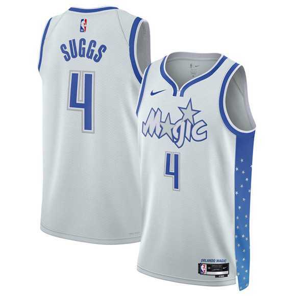 Men%27s Orlando Magic #4 Jalen Suggs Silver 2025-26 City Edition Stitched Jersey Dzhi