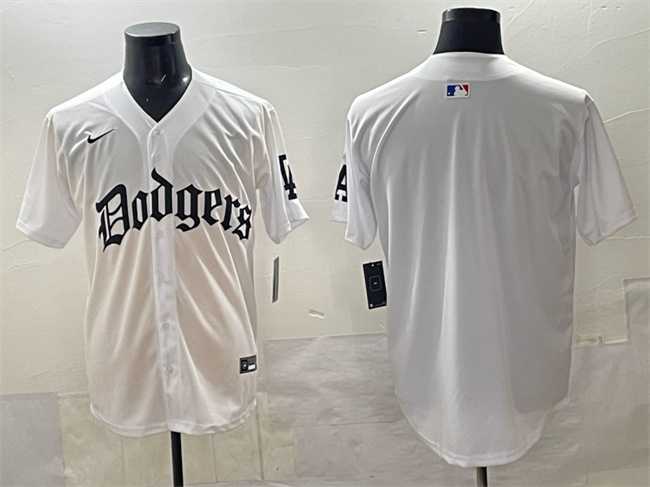 Men%27s Los Angeles Dodgers Blank White 2025 LA Gothic Style Vapor Premier Limited Stitched Jersey