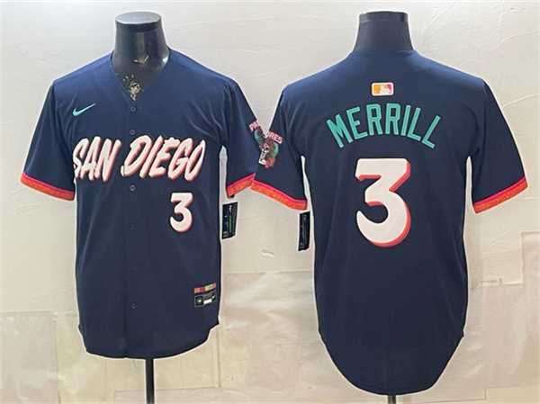 Men%27s San Diego Padres #3 Jackson Merrill Obsidian 2026 City Connect Limited Stitched Jersey