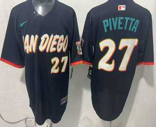 Men%27s San Diego Padres #27 Nick Pivetta Black 2026 City Connect Stadium Jersey