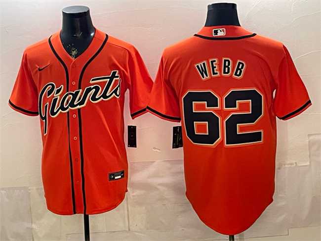 Men%27s San Francisco Giants #62 Logan Webb Orange Cool Base Stitched Jersey