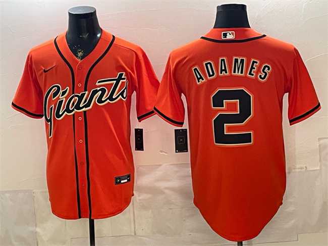Men%27s San Francisco Giants #2 Willy Adames Orange Cool Base Stitched Jersey