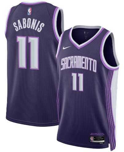 Men%27s Sacramento Kings #11 Domantas Sabonis Purple 2025-26 City Edition Swingman Stitched Jersey Dzhi