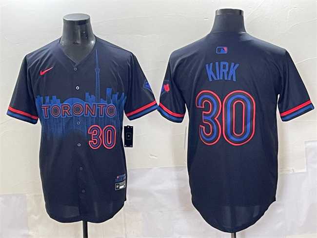 Men%27s Toronto Blue Jays #30 Alejandro Kirk Navy 2024 City Connect Limited Stitched Jersey