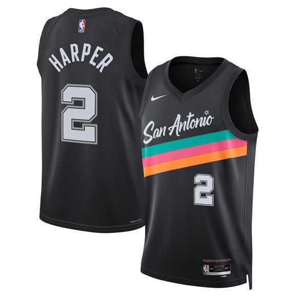 Men%27s San Antonio Spurs #2 Dylan Harper Black 2025-26 City Edition Swingman Stitched Jersey Dzhi