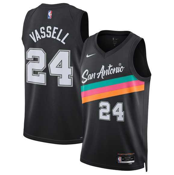 Men%27s San Antonio Spurs #24 Devin Vassell Black 2025-26 City Edition Swingman Stitched Jersey Dzhi