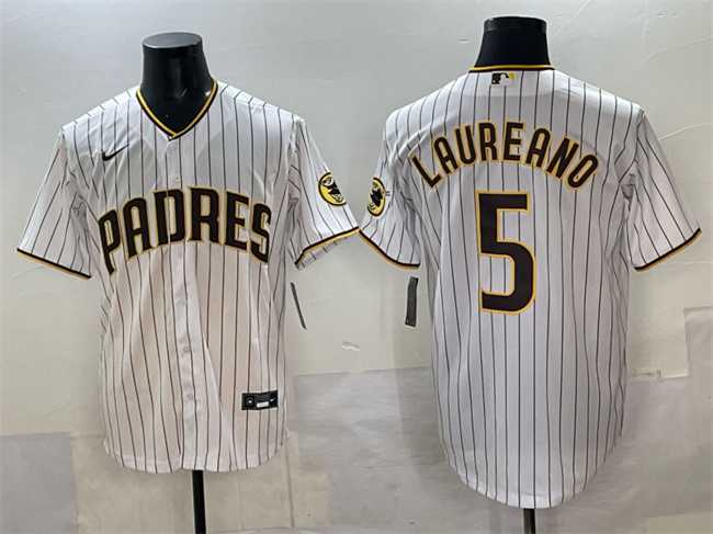 Men%27s San Diego Padres #5 Ramon Laureano White Cool Base Stitched Jersey