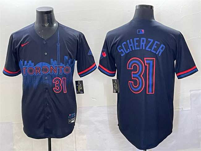 Men%27s Toronto Blue Jays #31 Max Scherzer Navy 2024 City Connect Limited Stitched Jersey