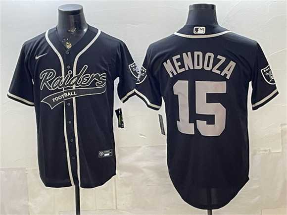 Men%27s Las Vegas Raiders #15 Fernando Mendoza Black Cool Base Stitched Baseball Jersey
