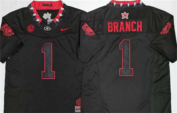 Men%27s Georgia Bulldogs #1 Zachariah Branch White 2026 F.U.S.E. Stitched Jersey