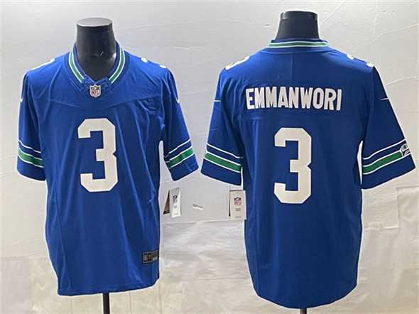 Men%27s Seattle Seahawks #3 Nick Emmanwori Royal 2024 F.U.S.E Throwback Vapor Limited Stitched Jersey