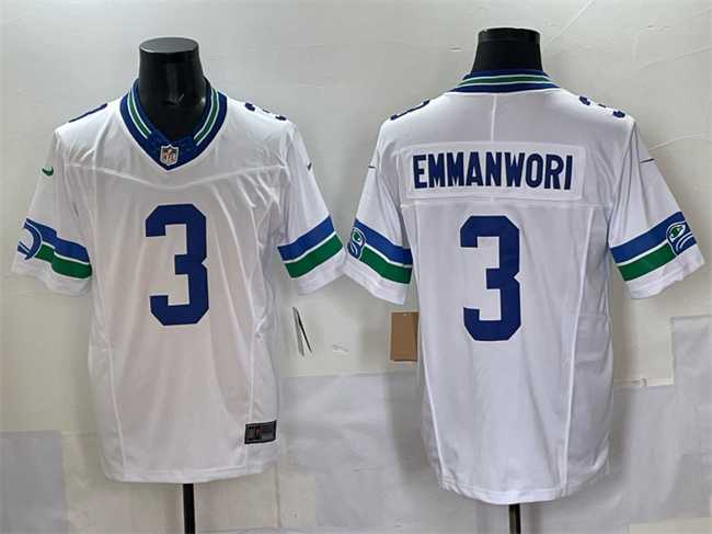 Men%27s Seattle Seahawks #3 Nick Emmanwori White F.U.S.E. Throwback Vapor Limited Stitched Jersey