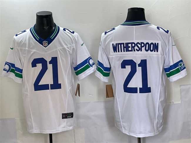 Men%27s Seattle Seahawks #21 Devon Witherspoon White F.U.S.E. Throwback Vapor Limited Stitched Jersey