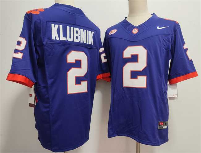 Men%27s Clemson Tigers #2 Cade Klubnik Purple F.U.S.E. Stitched Football Jersey