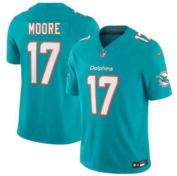 Men%27s Miami Dolphins #17 Trey Moore Aqua 2026 Draft F.U.S.E. Vapor Limited Stitched Jersey