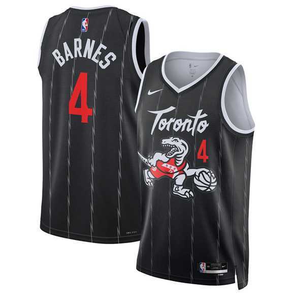 Men%27s Toronto Raptors #4 Scottie Barnes Black 2025-26 City Edition Stitched Jersey Dzhi