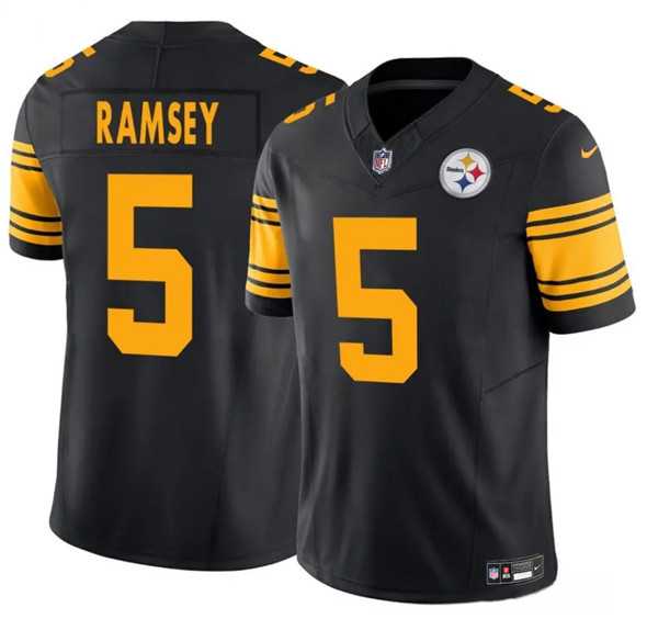 Youth Pittsburgh Steelers #5 Jalen Ramsey Black 2024 F.U.S.E. Color Rush Limited Stitched Jersey Dzhi