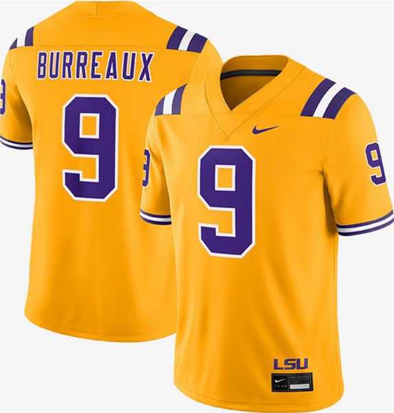 Men%27s LSU Tigers #9 Joe Burrow Gold Limited Stitched Game Jersey Dzhi