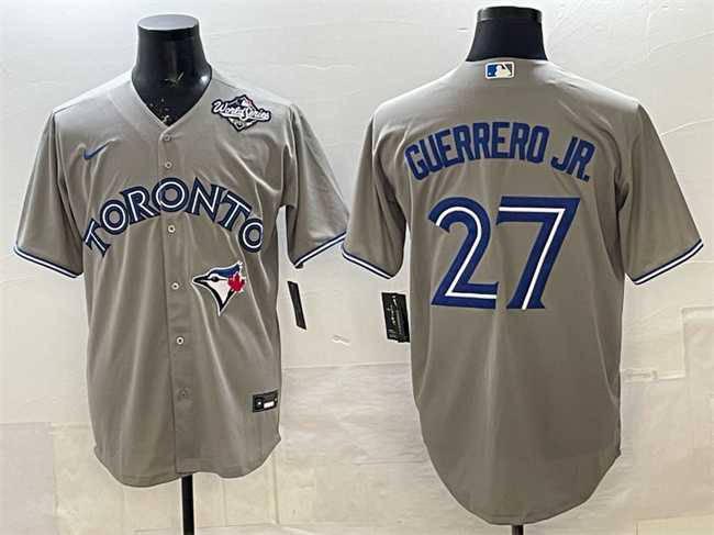 Men%27s Toronto Blue Jays #27 Vladimir Guerrero Jr. Gray 2025 World Series Cool Base Stitched Jersey