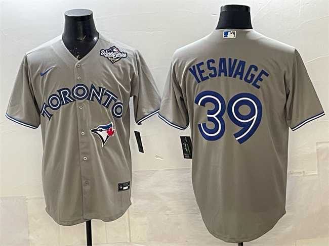 Men%27s Toronto Blue Jays #39 Trey Yesavage Gray 2025 World Series Cool Base Stitched Jersey